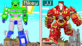 HOW JJ HULKBUSTER and MIKEY OPTIMUS PRIME ATTACK THE VILLAGE in Minecraft ?