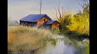 How to paint a Cabin in watercolor