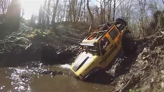 Xtra Speed Jeep Hard Body V2 JK, Axial SCX10II by Rubicon69 in the river and on the rocks