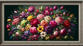 TV Wallpaper | Eternal Bouquet: A Canvas of Nature's Splendor #framedart #wallpaper #art