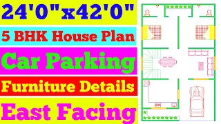 24 x 42 ghar ka naksha || 5 BHK HOUSE PLAN || Ranjan Architect ||