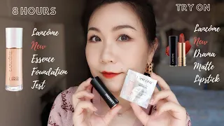 8 - 9 Hours Test on Lancôme New Essence Foundation & Lancôme New Drama Matte Lipstick 196