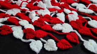 💖दिल वाला तोरण, Jhalar design, Woolen crochet Heart shape Toran, Toran Patti, leaves pattern Toran