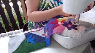 Пицца пэчворк с лодена,фильцую .Pizza Patchwork aus walkloden, filzen .