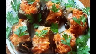 Квашеные баклажаны, фаршированные овощами