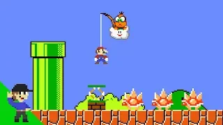 Mario tries to win by doing absolutely nothing in Super Mario Bros.