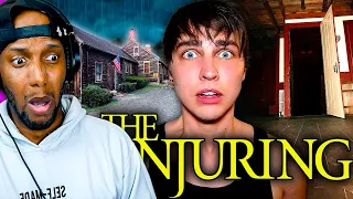 Reacting to Surviving A Week at The Conjuring House PT 2: The Woods - Sam and Colby