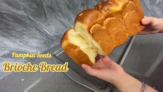 Pumpkin Seeds Brioche Bread | Sponge and Dough Method | Homemade Fluffy Bread Recipe | Emily H