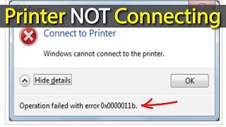 Share Printer Not Connecting || Operation failed with error 0x0000011b || Win 10 /11 & Windows 7