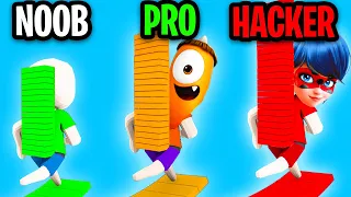 Can We Go NOOB vs PRO vs HACKER In BRIDGE RACE!? (FUNNY APP GAME!)