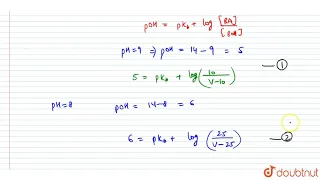 A weak base `BOH` is titrated with strong acid `HA`. When `10mL` of `HA` is added, the `pH` is `...