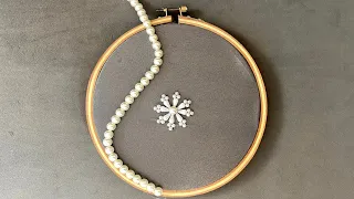 Bead embroidery / Hand beads embroidery snowflake design for winter clothes