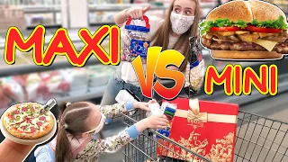 24 ЧАСА СКУПАЕМ только ГИГАНТСКИЕ VS мини Продукты. Лика VS Милана MAXI VS mini CHALLENGE