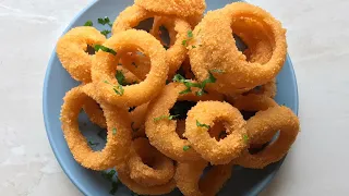 COMO FAZER ANÉIS DE CEBOLA CROCANTE SEM OVO | ONION RINGS#aneisdecebola #semovo #facil