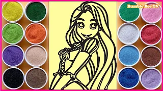 COLORED RAPUNZEL PRINCESS SAND PAINTING/TÔ TRANH CÁT CÔNG CHÚA TÓC DÀI/LEARN COLORS/BUMBLE BEE TV