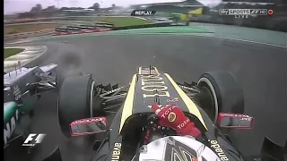 Kimi Raikkonen onboard overtake on Michael Schumacher Brazilian GP 2012