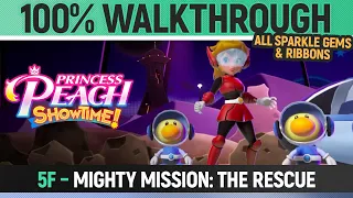 Princess Peach: Showtime! - 5F: Mighty Mission: The Rescue - 100% All Sparkle Gems & Ribbons