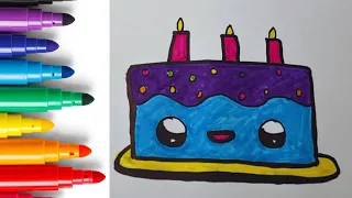 Delicious cake drawing,colouring & painting for kids & toddlers | birthday cake #kids #kidsvideo