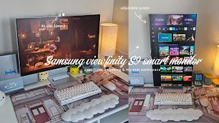 ☕️💫samsung viewfinity s9 smart monitor aesthetic unboxing | my new cozy workspace