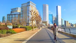 London Walk 2023 - Tower Bridge to Canary Wharf via Thames Riverside Path - 4K 60FPS