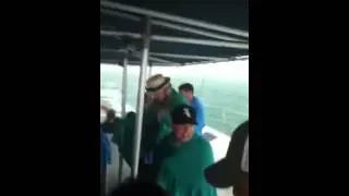 Tropical rainstorm on a catamaran