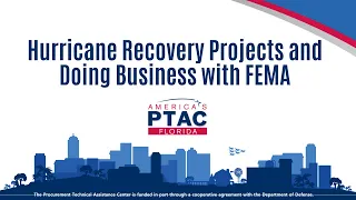Hurricane Recovery Projects and Doing Business with FEMA