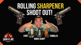 The SHOOTOUT Rolling Knife Sharpener Review!  Work Sharp | HONE | Tumbler Rolling Knife Sharpener.