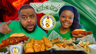 Trying All WingStop 3 New Flavors-Plus Dave's Hot Chicken Mash Up Mukbang