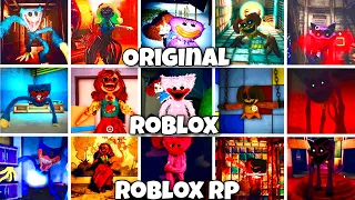 Poppy Playtime Chapter 3 - ORIGINAL vs ROBLOX Game vs ROBLOX RP Jumpscares