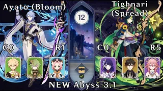 Genshin Impact 3.1 NEW Abyss Floor 12 9★ - Ayato (Bloom) & Tighnari (Quicken/Spread) | Yanbibikku