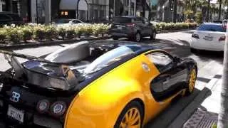 Black/Yellow Bugatti Veyron on the road!