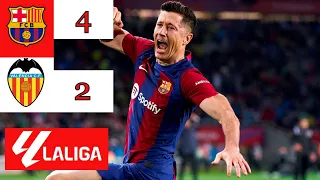 Barcelona 4-2 Valencia / LALIGA / 4K / HAT TRICK LEWANDOWSKI