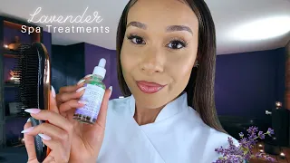 ASMR The Spa 🍃Lavender Spa Treatments🍃 Facial, Scalp Massage, Hair Brushing W/Layered Sounds