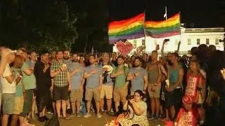 Gay Men's Choir Support of Victims As Buildings Light Up With Pride Colors