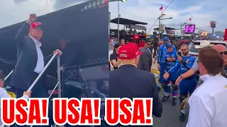 NASCAR Fans Chant USA as TRUMP BLOWS THE ROOF OFF! Christopher Bell wins Coca Cola 600 Race!