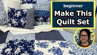 🟨 BEGINNER Quilting With Squares ~ 💙 Blue Quilt 💙