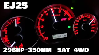 5AT (GRF) IMPREZA  STI  acceleration test,cruise engine RPM,up to max speed.Japan specification