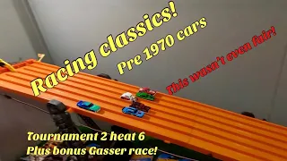 Racing classic cars during heavy rainstorm, plus bonus GASSER race! #hotwheelsracing