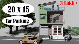 15 by 20 house plan with car parking ,15x20 house plan with elevation , 15 x 20 house plan , 300 sft