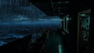 🔴 Resting on a cargo ship in the ocean during heavy rain - ASMR ocean rain helps relax and sleep