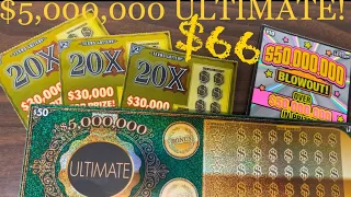 DIDN’T SEE THIS SNEAKY WIN COMING | $5,000,000 ULTIMATE $66 TEXAS SCRATCH OFF JACKPOT JOURNEY