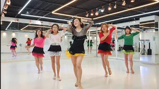 Whenever Wherever by Shakira (Intermediate Samba) line dance| Withus Korea, Yoon