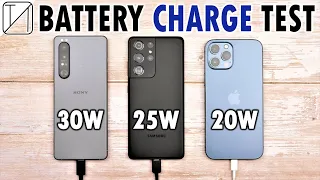 Sony Xperia 1 III vs Samsung S21 Ultra vs iPhone 12 Pro Max Charging Speed Test!