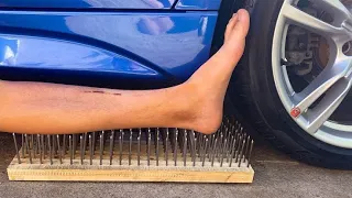 Experiment Car vs 1000 Nails | Aplastando Cosas Crujientes con el Coche | Car Crushing Video