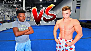 GAME OF FLIP VS BEST 14 YEAR OLD GYMNAST! *STANDING DOUBLE BACKFLIP*