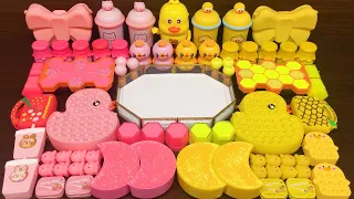 PINK vs YELLOW DUCK!! Mixing Random Things into FLUFFY Slime!! Satisfying Video #22