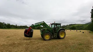 Case 1494 And John Deere 6145R Drawing Baled Silage | Timelapse