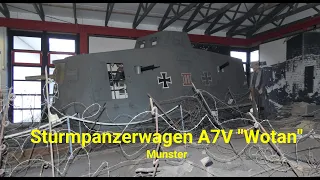 WW1 German tank - Sturmpanzerwagen A7V "Wotan" replica in Panzer Museum in Munster, Germany.