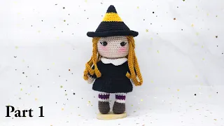 ESME THE WITCH | PART 1 | SHOES LEGS, BODY, COLLAR, SKIRT | MAKING CROCHET DOLL | AMIGURUMI TUTORIAL