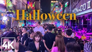 Halloween 2022 Madness - Crazy Nightlife Street Scene in Saigon, 4K Vietnam Walking Tour
